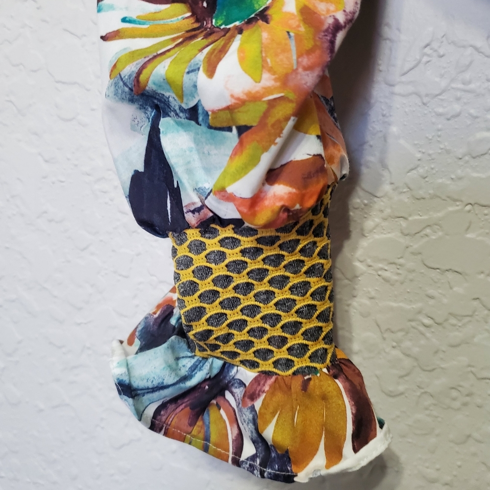 Athina Spring Floral Mesh Contrast Ruffle Mini Dress Size Small - Picture 13 of 16